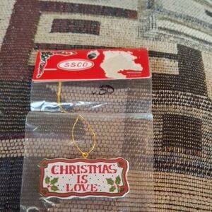 SSCO Red Holiday Ornament Tag with Holly Accent Pendant Charm Jewelry